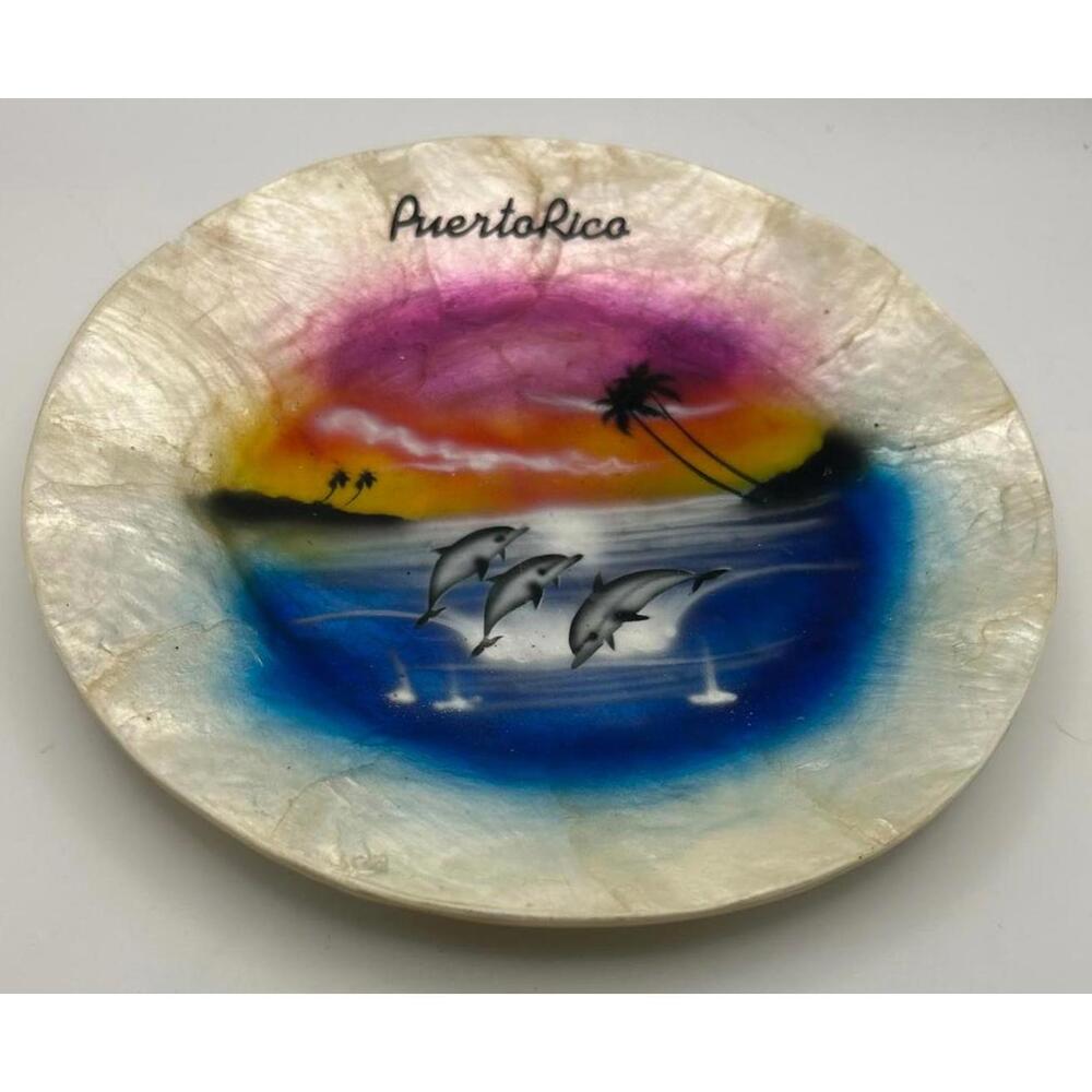 Puerto Rico Dolphin Collector Plate Shell Decorative Souvenir